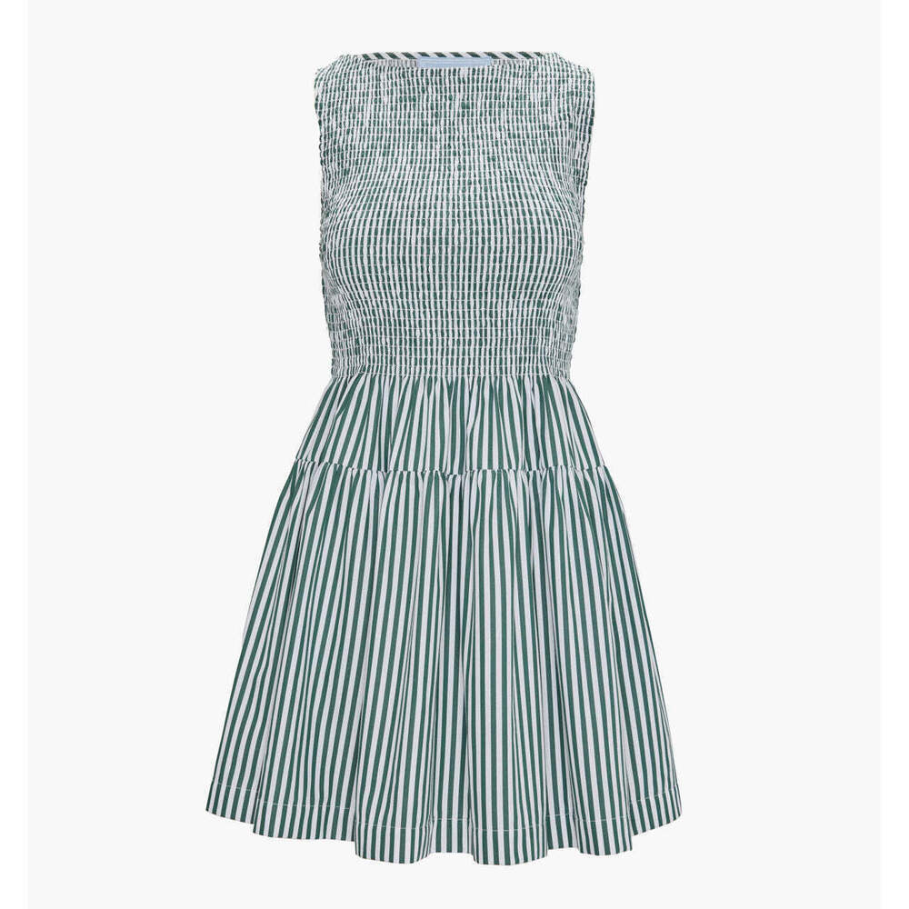 Hill House Home The Cosima Mini Nap Dress - Green Stripe Size SGreen Stripe / S